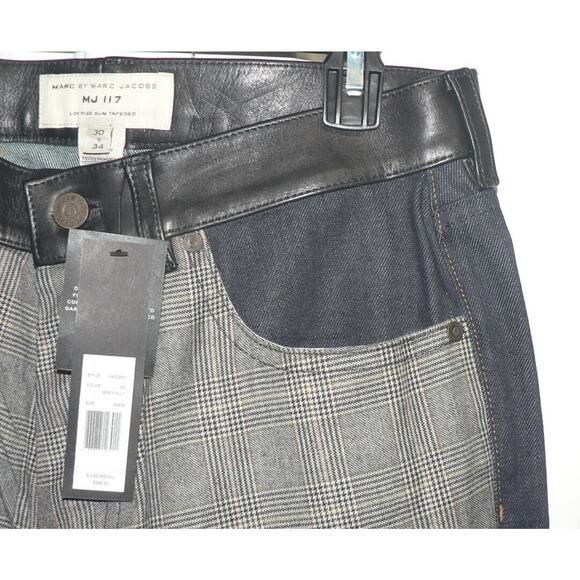Marc by Marc Jacobs Low Rise Slim Tapered Mix Media Jeans Grey Multi 30x34 $398 - Picture 3 of 5